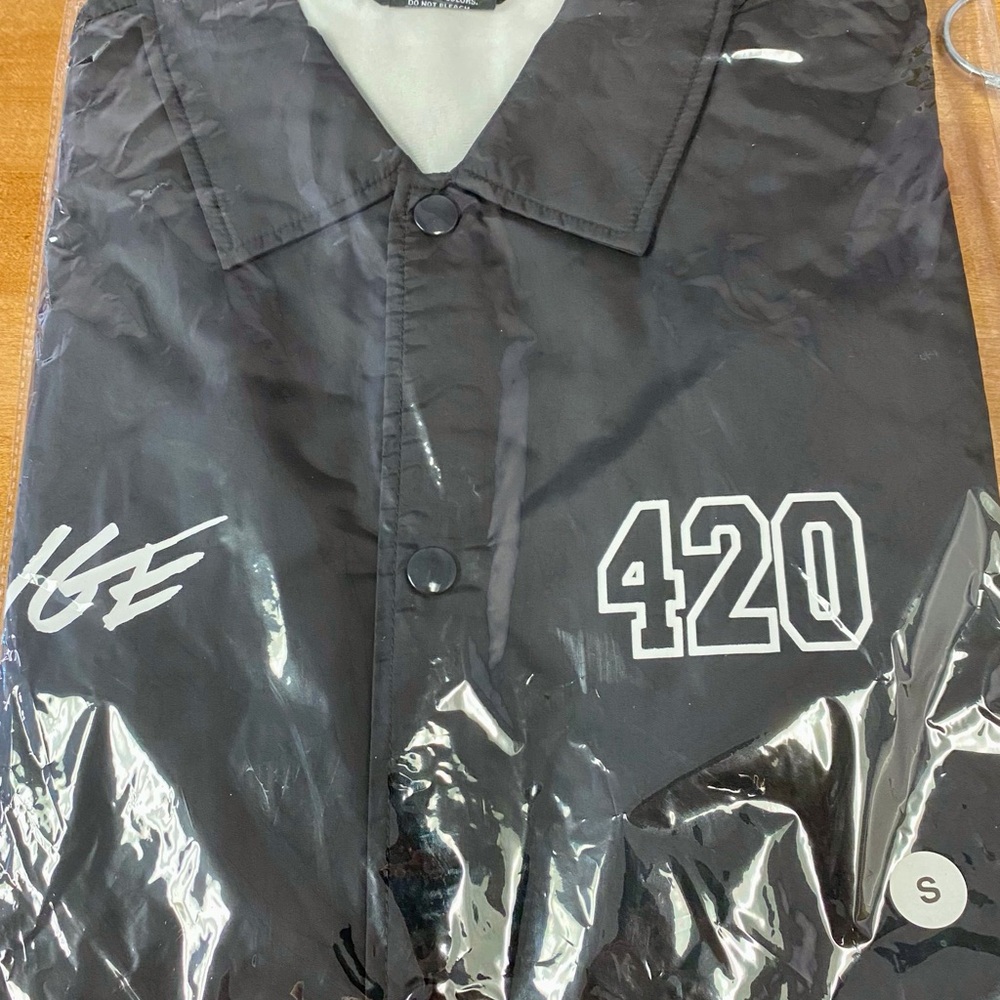 AWGE A$AP Rocky 420 Black Satin Coach Jacket Snap Small